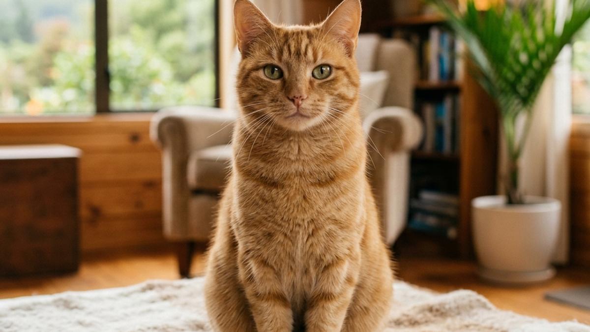A happy cat in a New Zealand setting, illustrating can cats eat christmas pudding? nz safety answer
