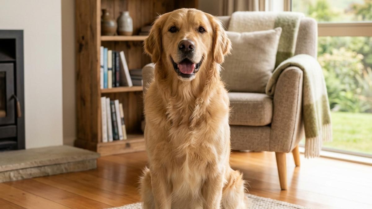 A happy dog in a New Zealand setting, illustrating can dogs eat christmas pudding? nz safety answer