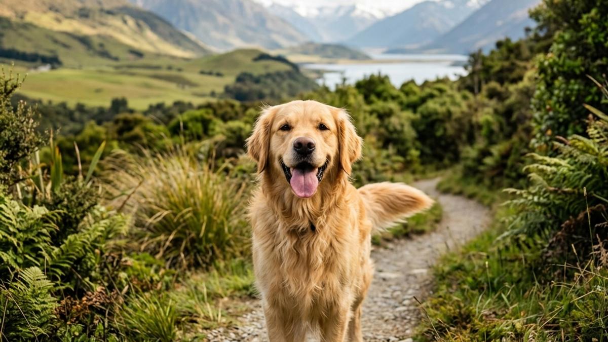 A happy dog in a New Zealand setting, illustrating how to stop a dog pulling on the lead: nz guide