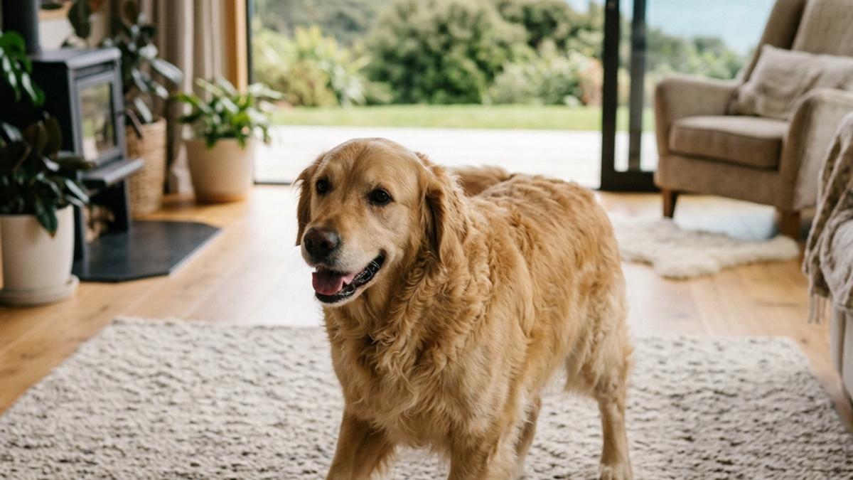 A happy dog in a New Zealand setting, illustrating why does my dog circle before lying down? nz guide