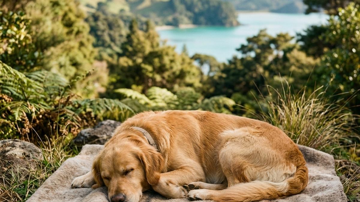 A dog sleeping peacefully in a New Zealand setting, illustrating why does my dog sleep so much? nz guide to dog sleep